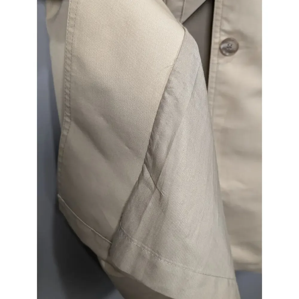 London Fog Trench Coat Womens 12 Petite Beige Tan Belted Long Rain Jacket...